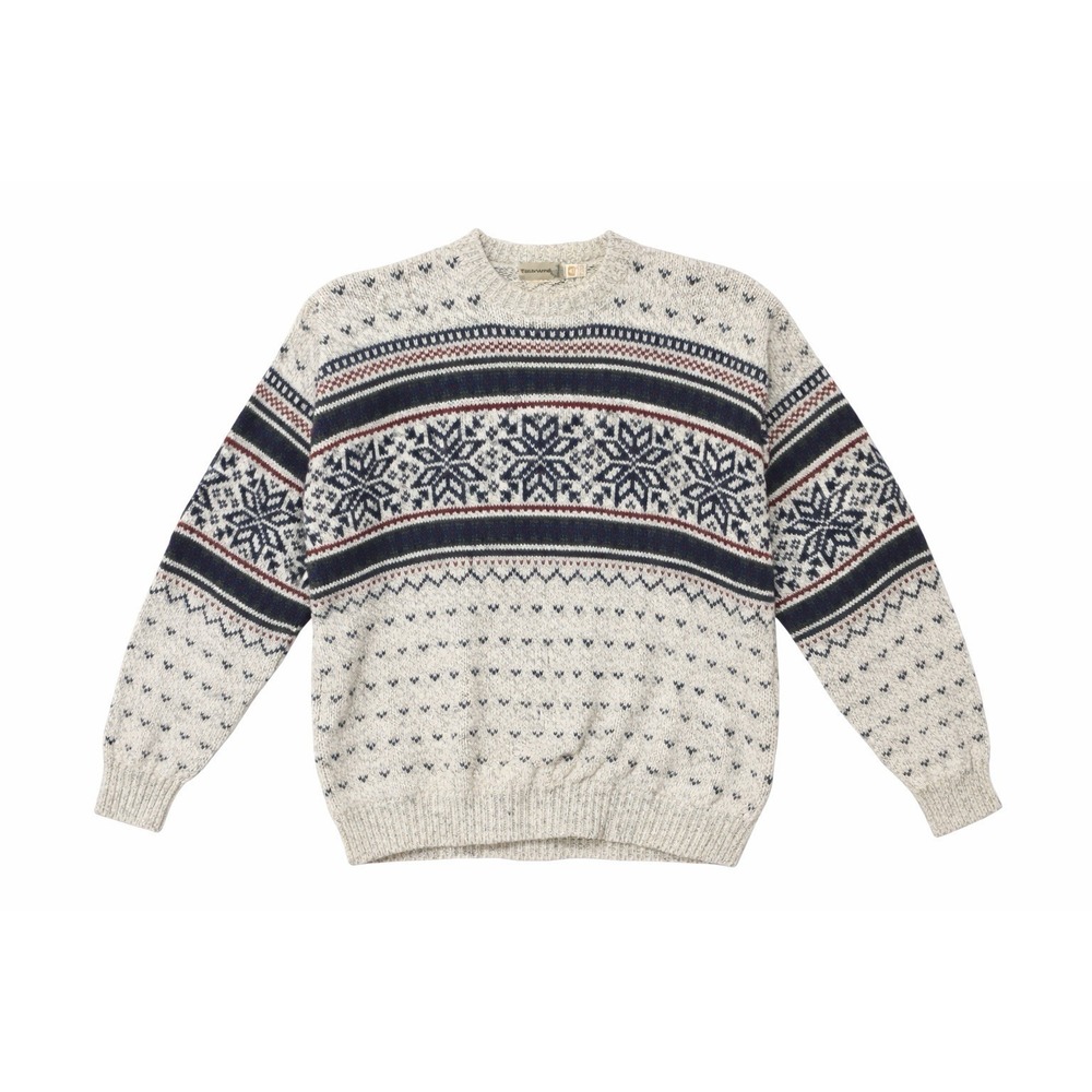 Fieldmaster Vintage Sweater Mens XL USA Fair Isle Nordic Snowflake Knit